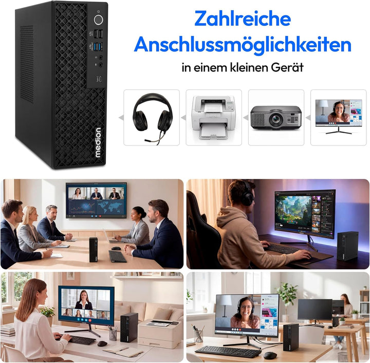 MEDION Picoworx T80 III Mini PC (Slim, Core Ultra 5 228V, 32GB DDR5 RAM, 1 TB SSD, ARC 130V, USB Typ