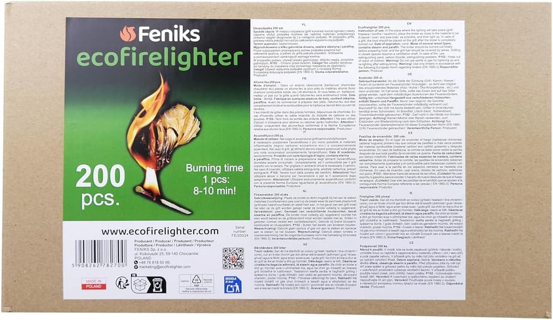 Feniks Kaminanzünder 200 Stück. in der Box, für Kamin, Öfen, Grills und Lagerfeuer 2 kg (about 200 p