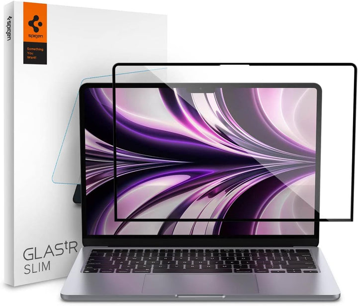 Spigen Glas.tR Slim Displayschutz für MacBook Air 13.6 Zoll mit M3/M2 Chip (ab 2022), Kristallklar,