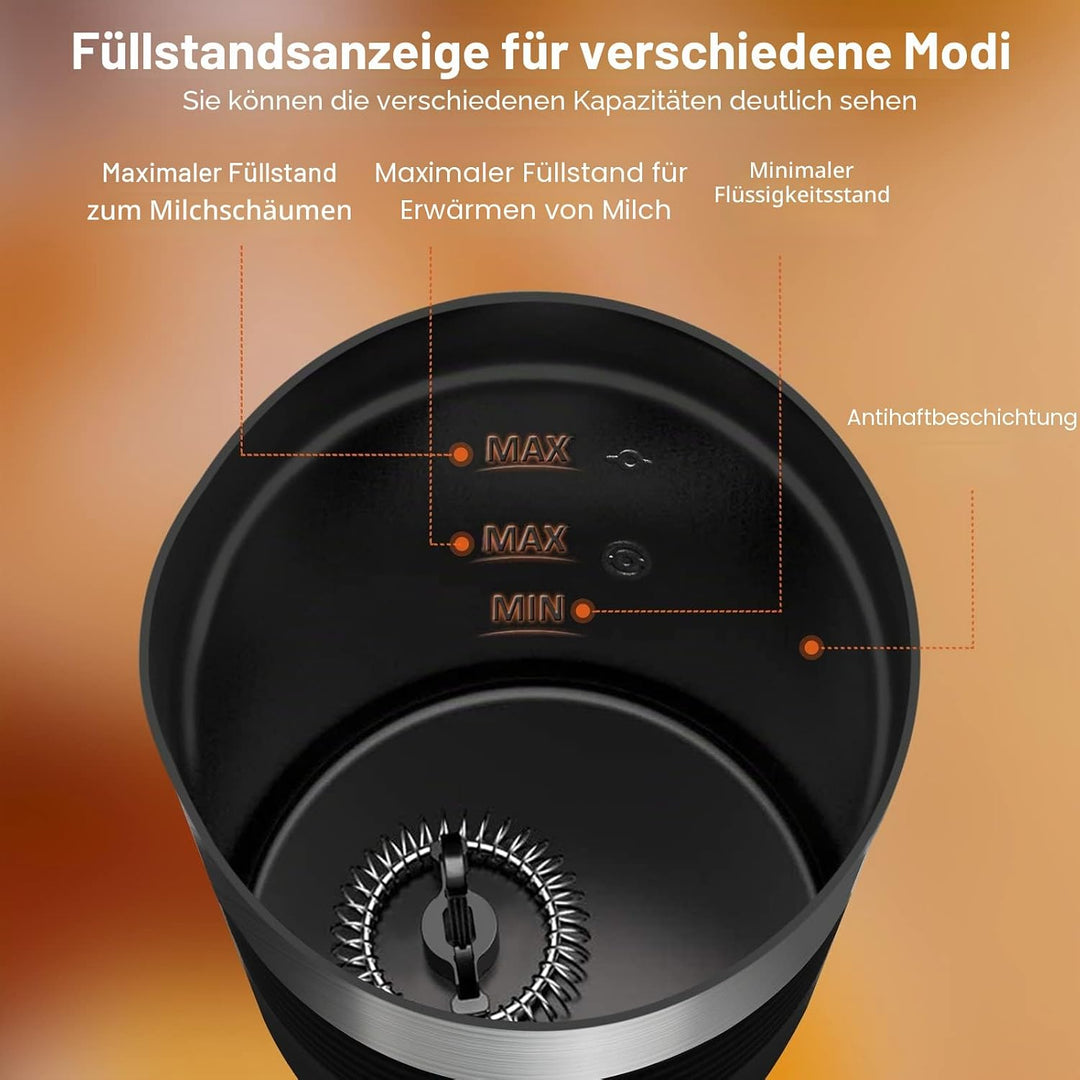 Milchaufschäumer Elektrisch 4 in 1 Milchschäumer für Heisser und Kalter Milchschaum Heisse Schokolad