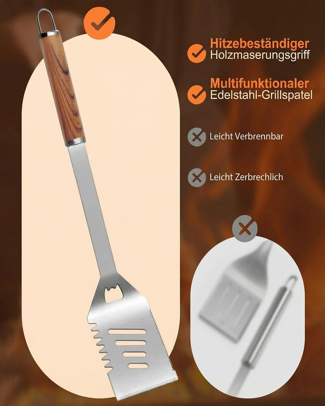 Grillbesteck Set, 11-teilig Edelstahl Grillzubehör mit Aufbewahrungskoffer, Hochwertiger BBQ Grillut