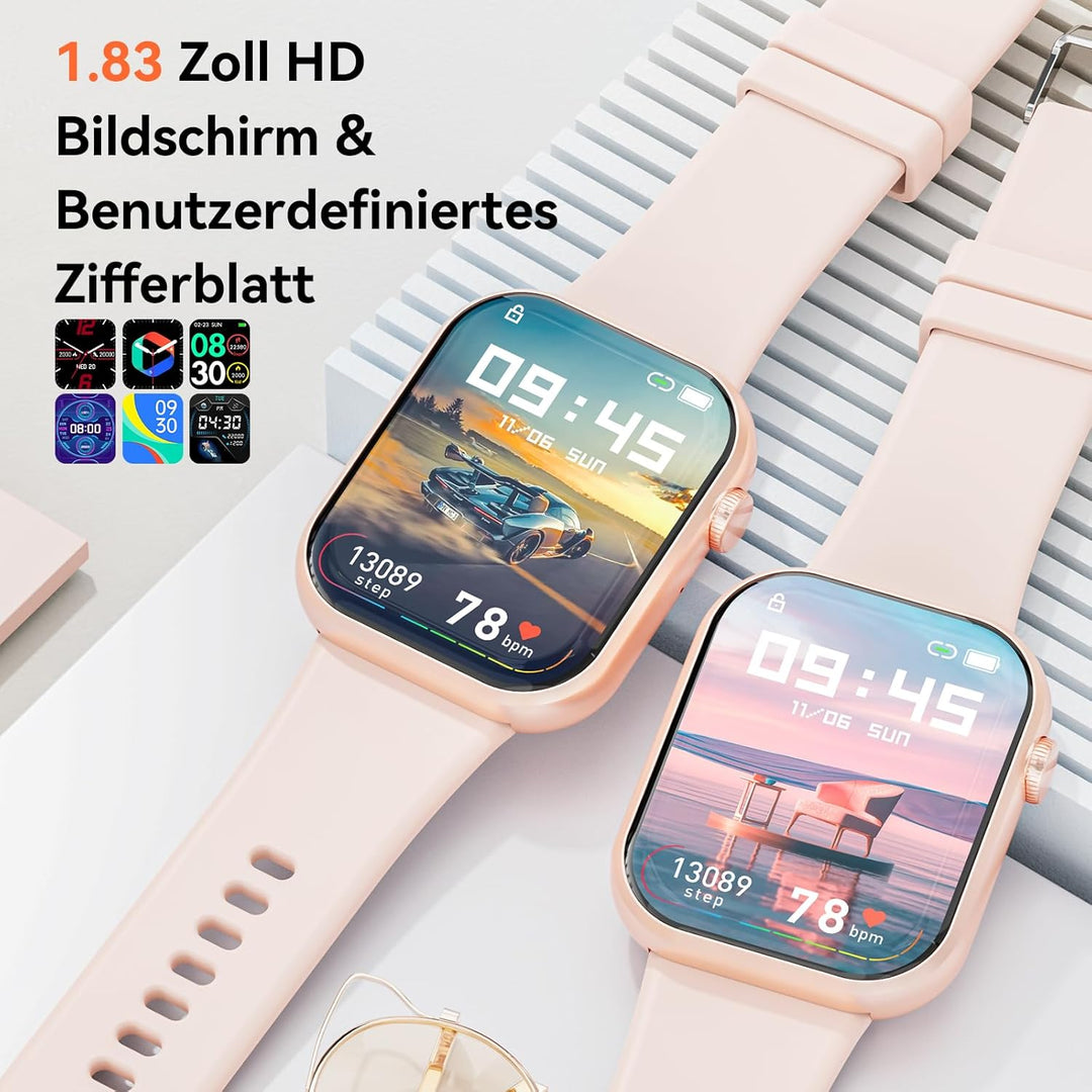 Hwagol Smartwatch Damen Herren, 1.85" Zoll Touchscreen Smart Watch mit Bluetooth Anrufe, Uhr Damen H
