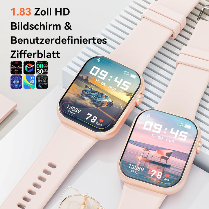Hwagol Smartwatch Damen Herren, 1.85" Zoll Touchscreen Smart Watch mit Bluetooth Anrufe, Uhr Damen H
