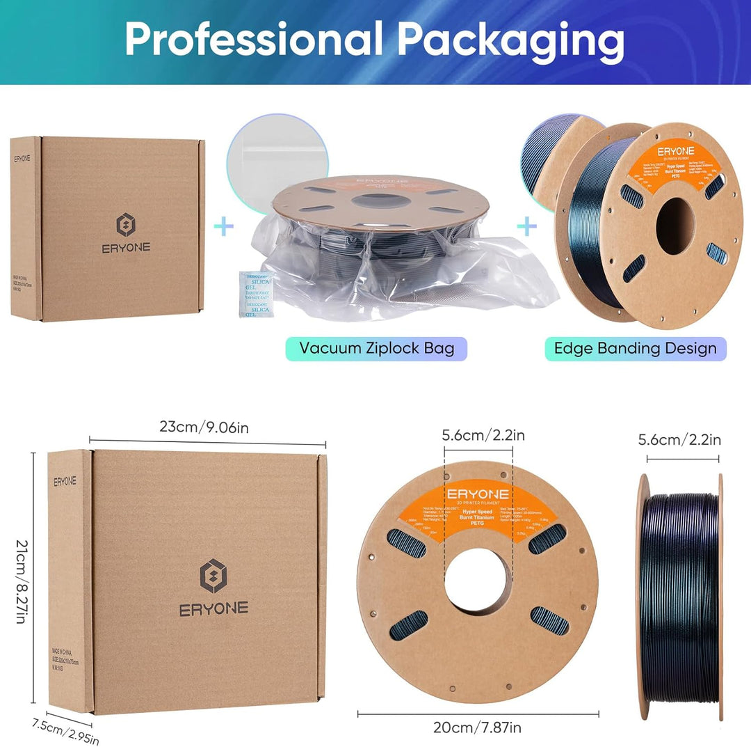 ERYONE Rapid PETG-Filament, gebranntes Titan, für 3D-Drucker, 1,75 mm +/-0,03 mm, 3D-Druck-Filament,