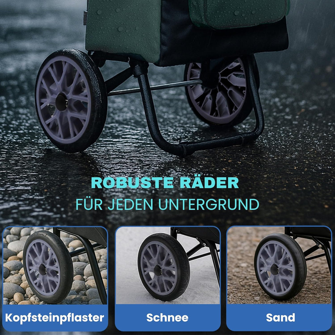 Allyson Einkaufstrolley klappbar – grosser 45L Shopping Trolley mit geräuschlosen Rädern, wasserdich