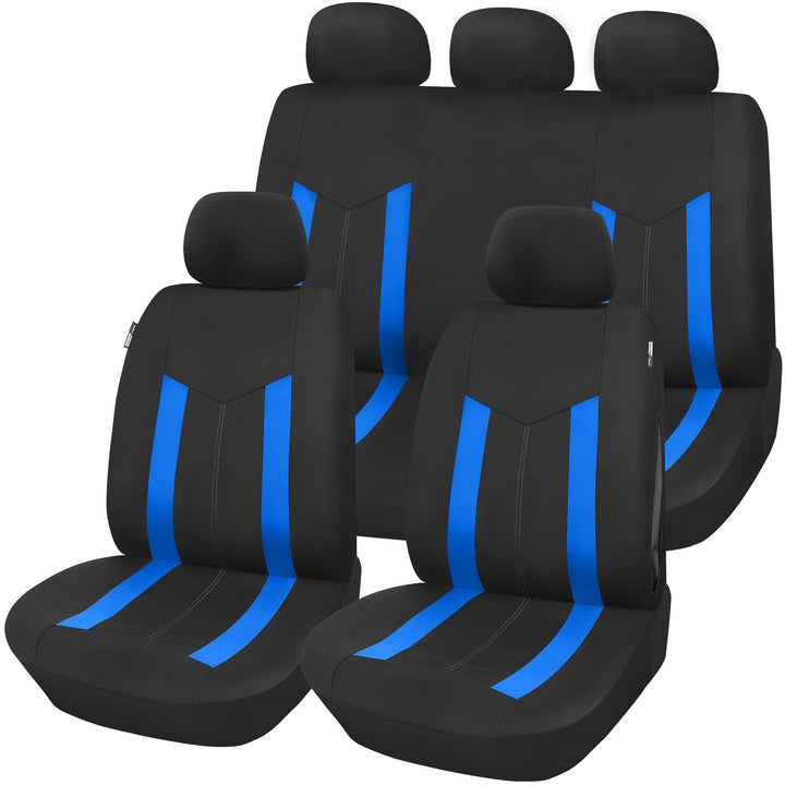 Upgrade4cars Autositzbezüge Set Universal Blau | Auto-Schonbezüge Vordersitze & Rückbank | Autositzb