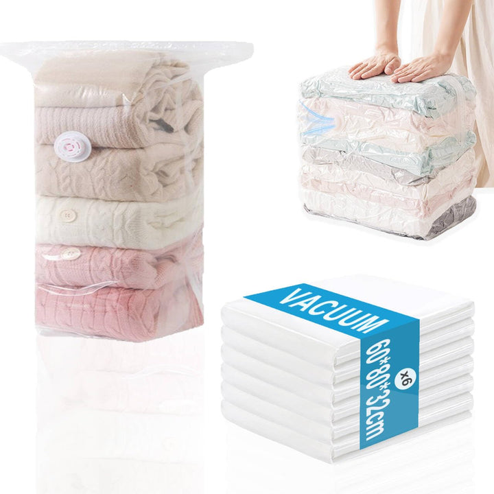 Vakuumbeutel Würfel für Kleidung,Vakuumierbeutel Gross 6 Pack,60x80x32cm Aufbewahrungstasche für Bet