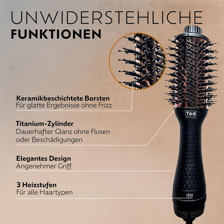 DuoStyle® Titan Föhnbürste & Warmluftbürste mit Ionen – 2-in-1 Haartrockner Bürste für Volumen, Glät