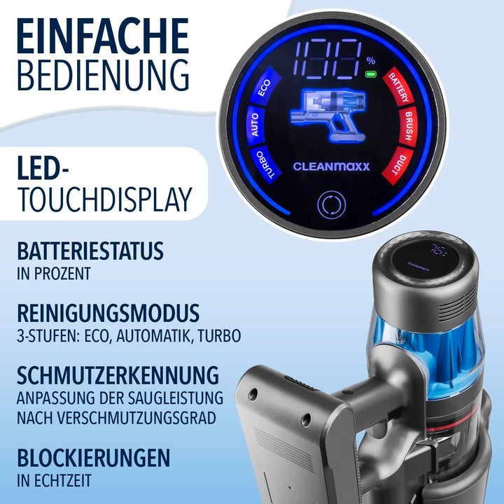 CLEANmaxx AeroTec 500 Staubsauger mit Absaugstation | Handstaubsauger smart & kabellos | automatisch