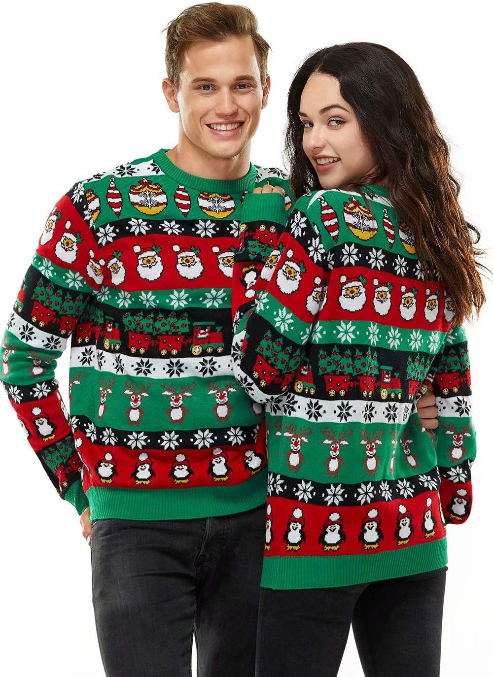 U LOOK UGLY TODAY Hässlicher Weihnachtspullover Herren Unisex Lustig Ugly Christmas Sweater Chunky G