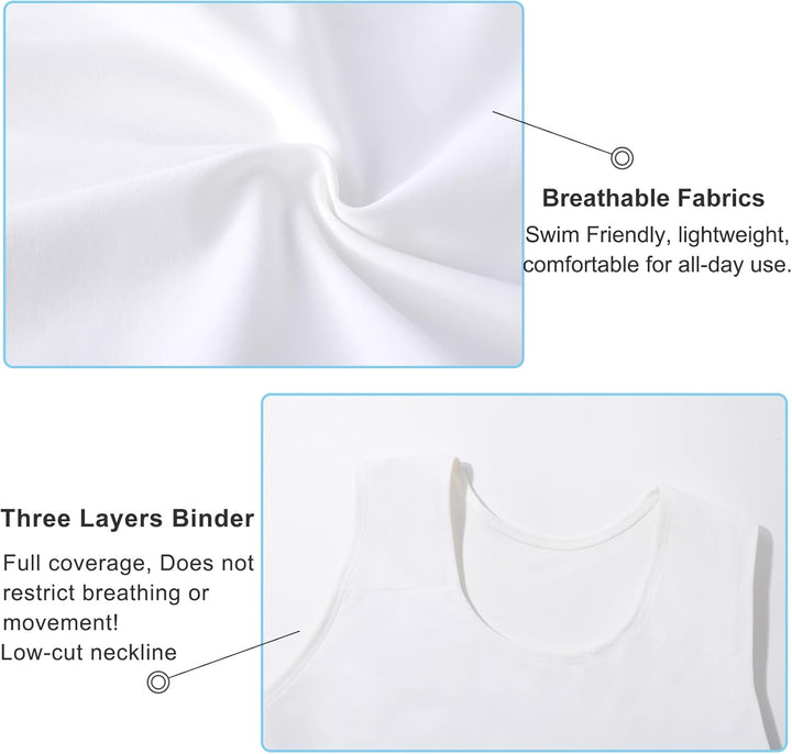 Brust Binder Transgender FTM Cosplay Atmungsaktive Halb Trans Binder Tank Top Weiss XL, Weiss XL