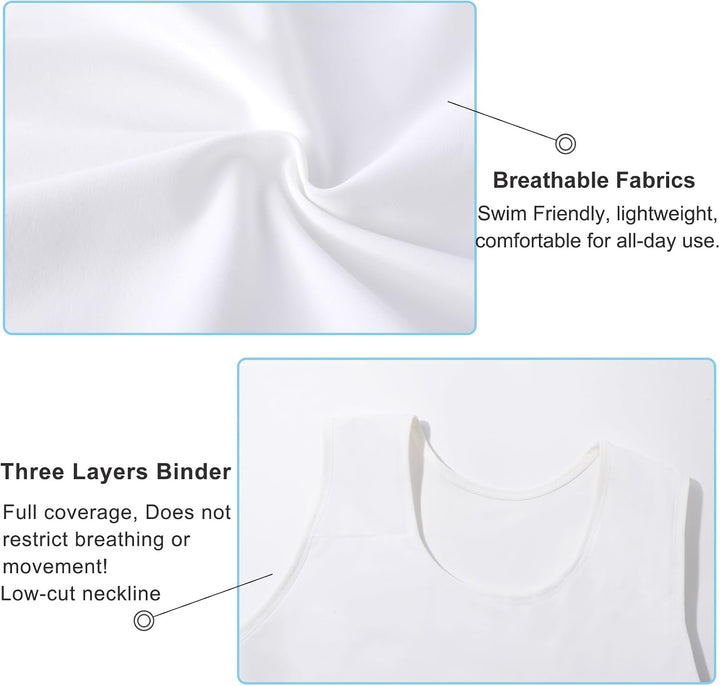 Brust Binder Transgender FTM Cosplay Atmungsaktive Halb Trans Binder Tank Top Weiss 4XL, Weiss 4XL