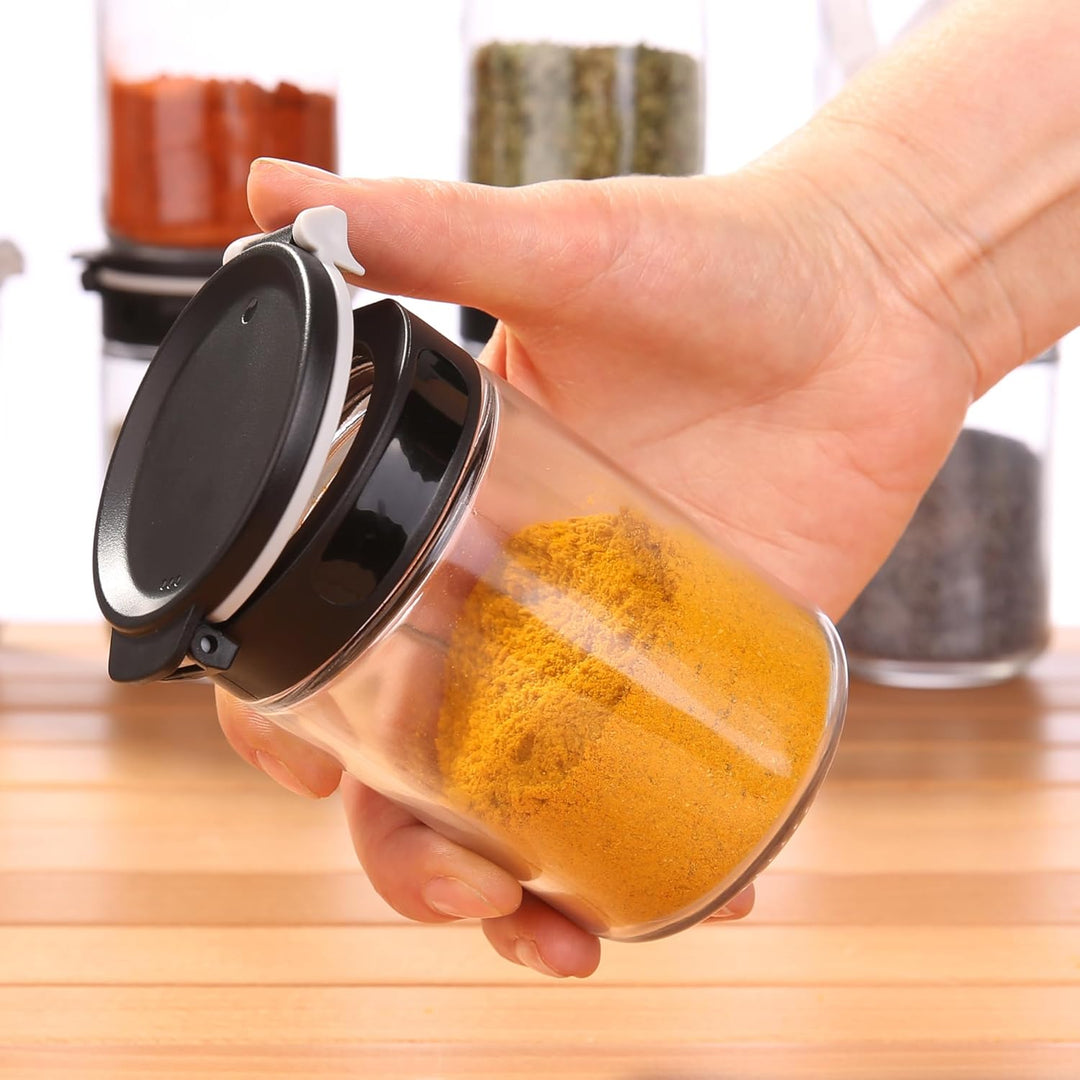 your GEAR Gewürzstreuer Double-Flip - 10 Gewürzdosen à 200 ml aus Glas, selbstreinigender Streueinsa
