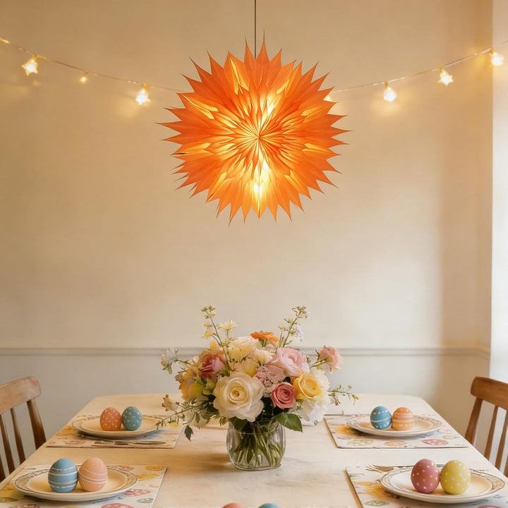 45cm Weihnachtsstern Beleuchtet, 3D Led Christbaumspitze Stern Batterie mit Timer, Adventsstern Ster