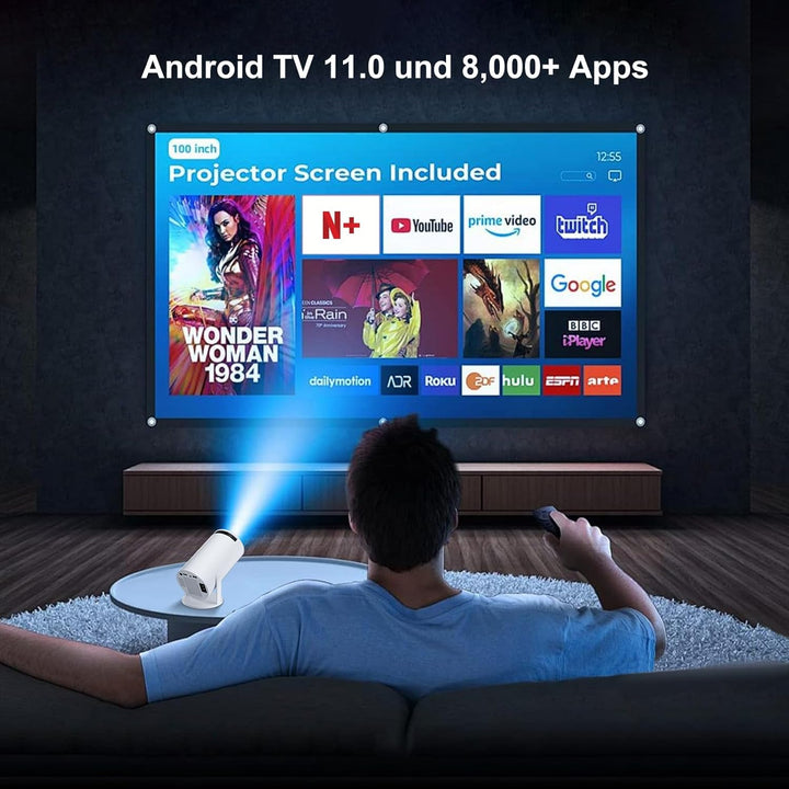 Salange Mini Beamer,Unterstützt 4K Mini Projektor WiFi 6 BT5.2,Projektor Android OS 11.0 Beamer 4k H