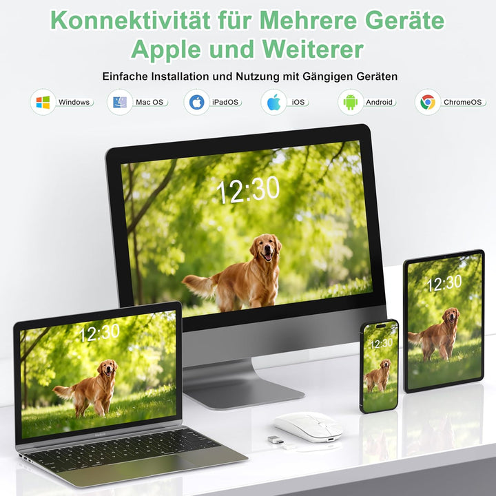 Bluetooth Maus Kabellose, Wiederaufladbare Maus für iPad MacBook PC Laptop Computer, Tragbare Schlan