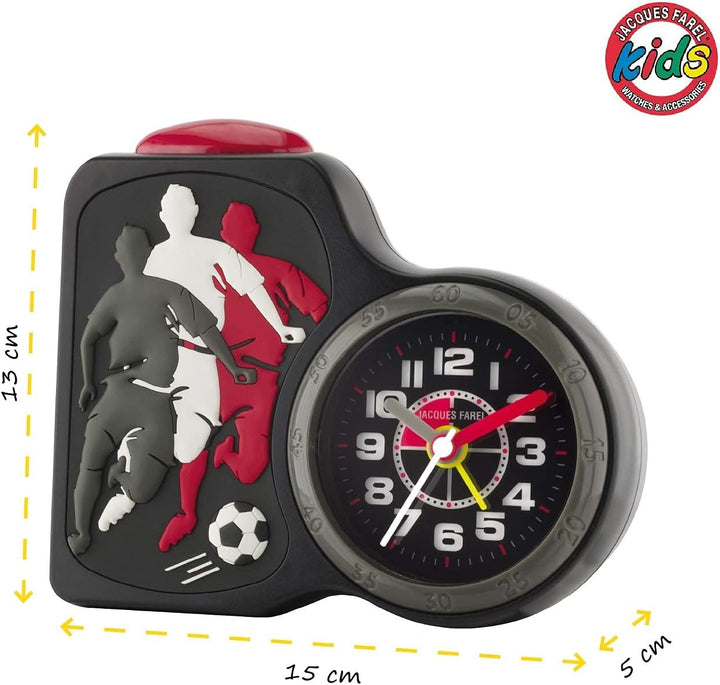 JACQUES FAREL Kinderwecker Jungen Fussball ohne Ticken, mit Licht und Snooze ACB 716 FO