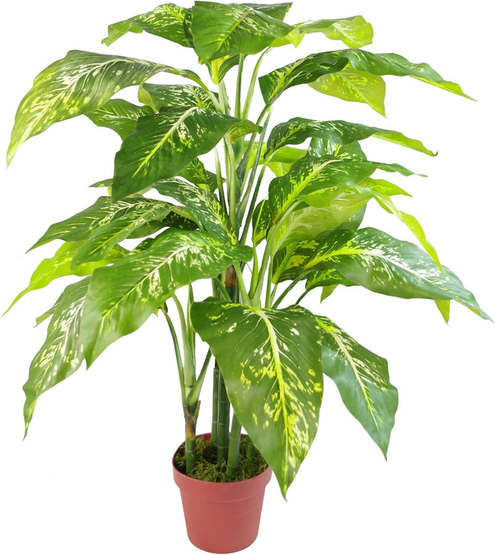 Leaf Kunstpflanze mit Blättern, einfarbig, Kunststoff With Plain Plastic pot With Plain Plastic Pot,