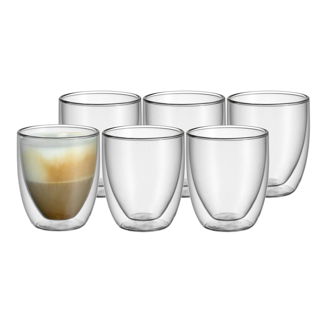 WMF Kult doppelwandige Cappuccino Gläser Set 6-teilig, doppelwandige Gläser 250ml, Schwebeeffekt, Th