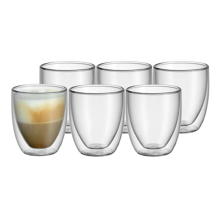 WMF Kult doppelwandige Cappuccino Gläser Set 6-teilig, doppelwandige Gläser 250ml, Schwebeeffekt, Th