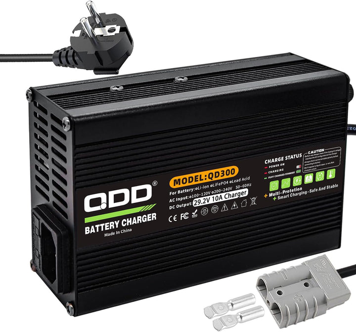 QDD 29,2 V 10 A Lifepo4-Ladegerät 220 V mit Lüfter Lithium-Batterie-Ladegerät Mehrere Schutzfunktion