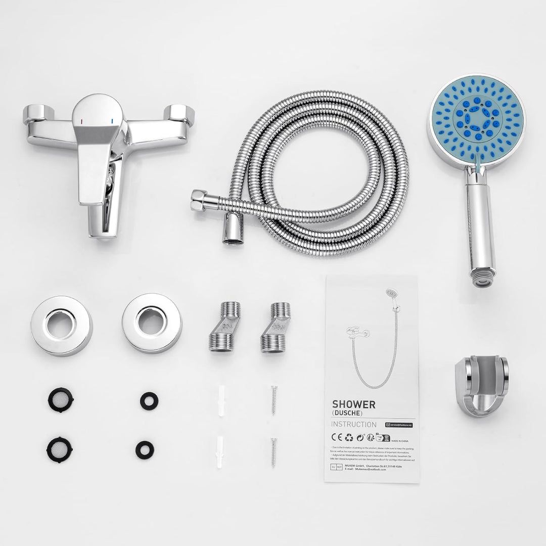 Auralum Badewannenarmatur mit Handbrause, Klassisch Badewannen Amaturen Set mit 5 Funktionen für Bad