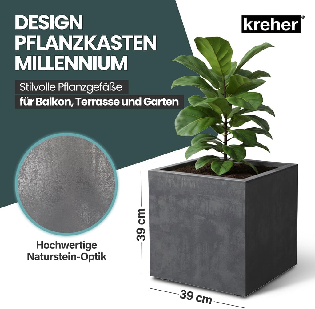 Kreher XL Pflanzkasten Millennium in verschiedenen Formaten und Farben. Tolle Naturstein Optik in Br