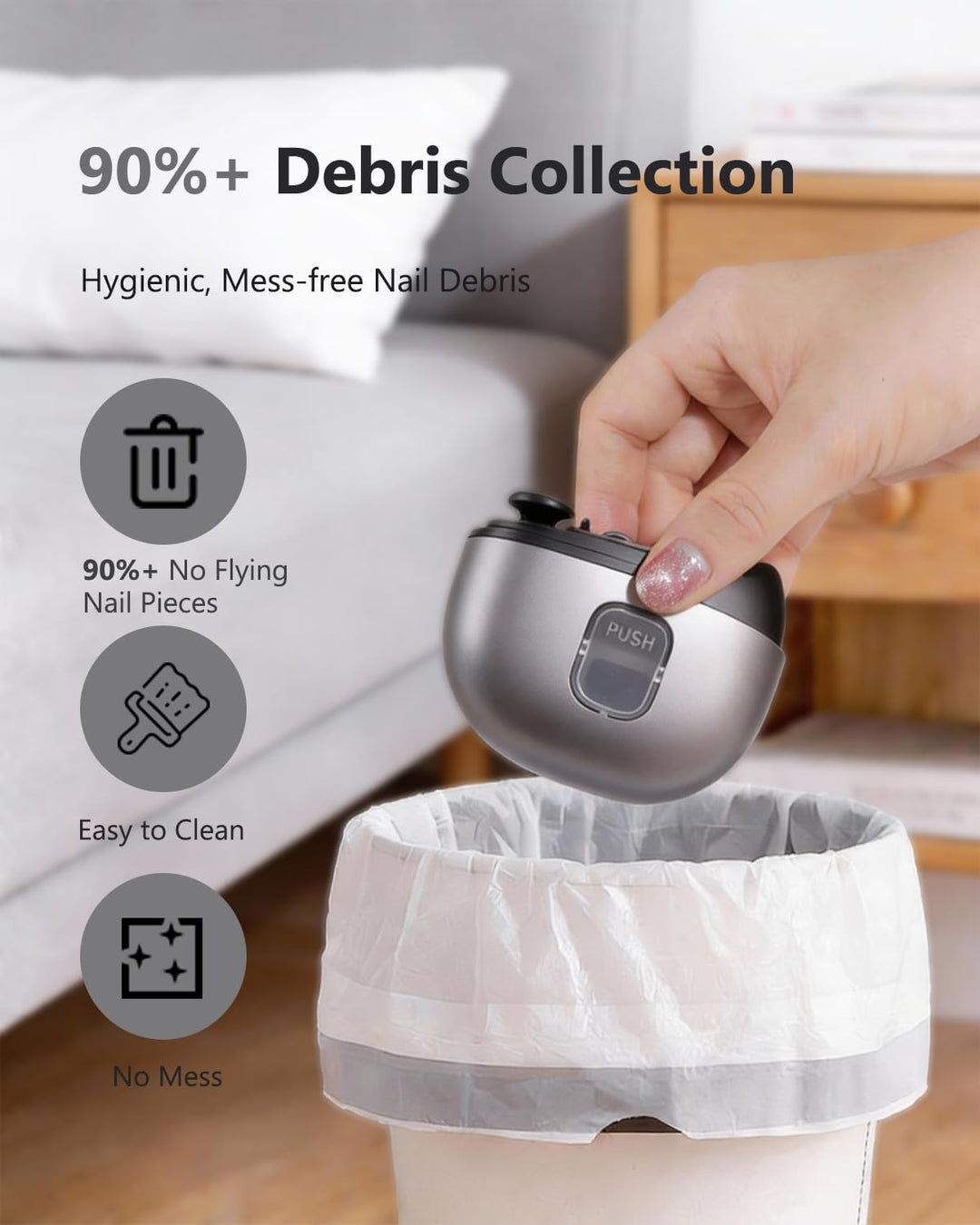 Aokitec Elektrischer Nagelknipser mit doppeltem Sicherheitsklingendesign LED-Licht 3-Speed, 2-in-1 N