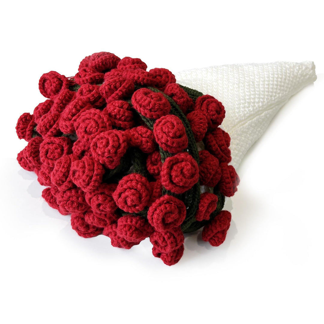 iyoimono Blumenstrauss Decke Fertige Rose Straussdecke Handgestrickte Häkeldecke Überwurfdecke Blume