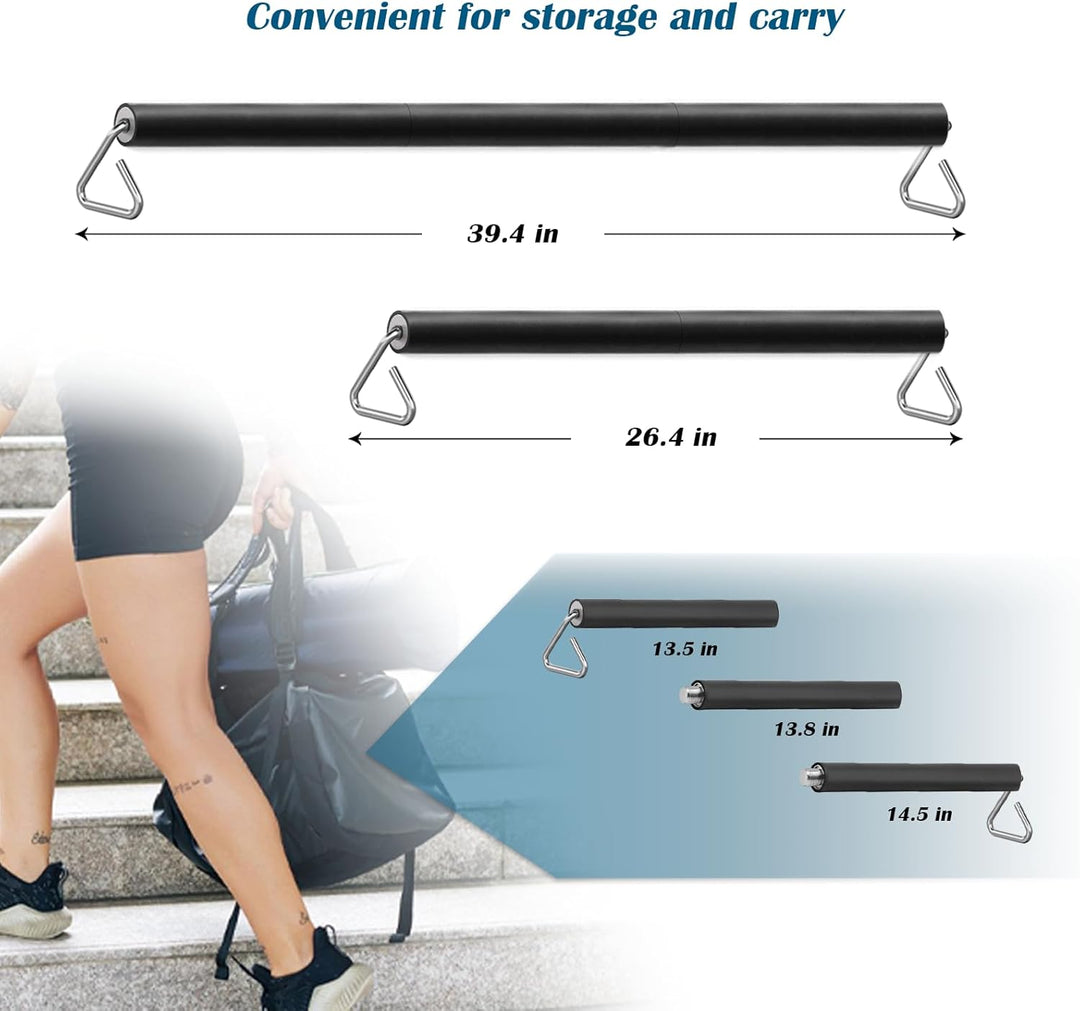 Prebene Resistance Band Bar, 26.4in or 39.4in, Workout Bar for Fitness, Portable Weightlifting Train