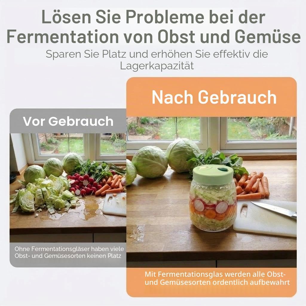 2 Pack 1L Glass Fermentation Jars with Double Airlock Valve,Kimchi behälter,fermentierglas, Airtight