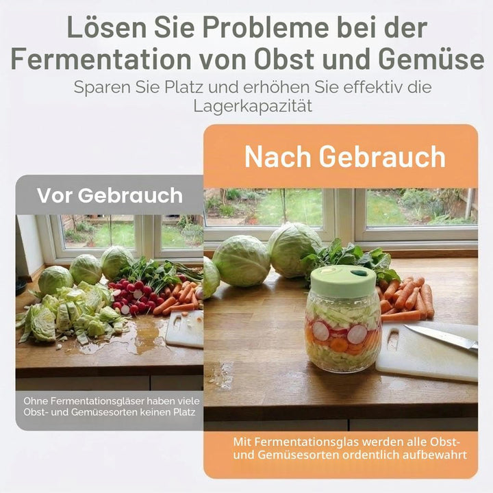 2 Pack 1L Glass Fermentation Jars with Double Airlock Valve,Kimchi behälter,fermentierglas, Airtight