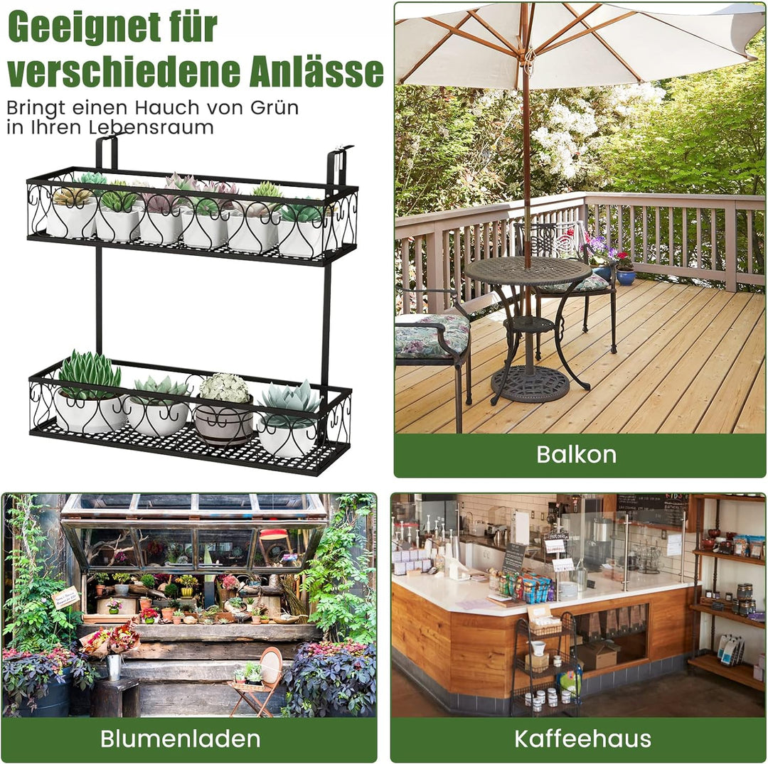 COSTWAY Blumenregal zum Aufhängen, Blumentopfhalter Metall, Hängeregal mit verstellbaren Haken, Topf