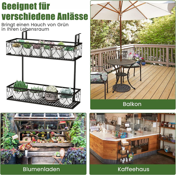 COSTWAY Blumenregal zum Aufhängen, Blumentopfhalter Metall, Hängeregal mit verstellbaren Haken, Topf