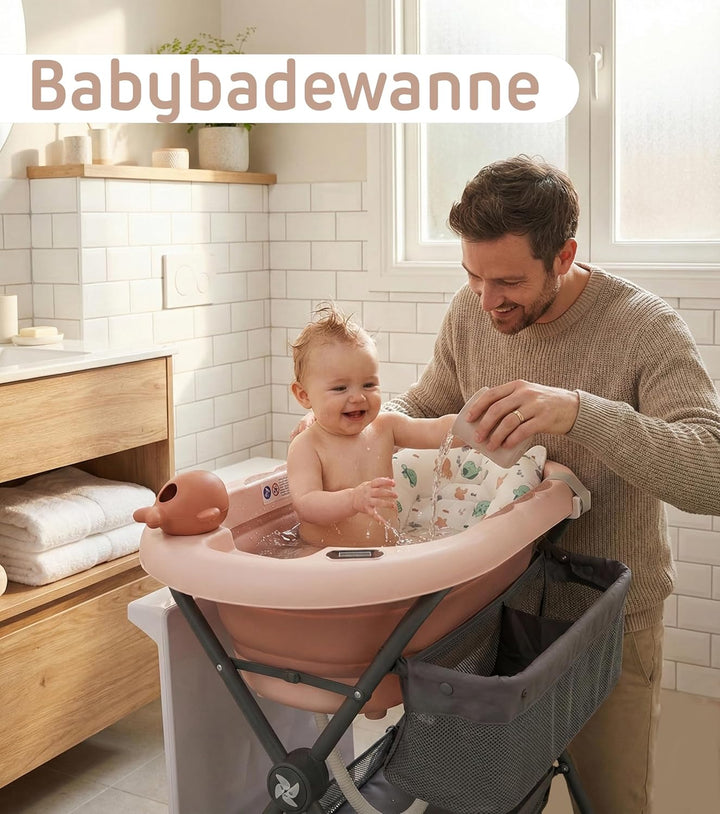 Twinly Bubbly – Faltbare 2-in-1-Baby-Badewanne – Ergonomisch verstellbare Höhe, abnehmbare Badewanne