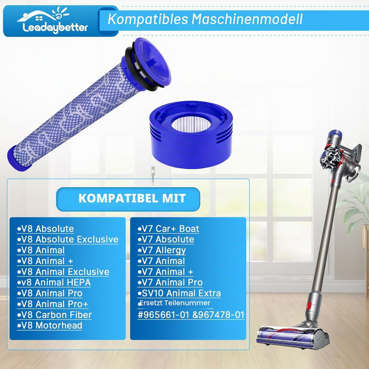 3 Stück V8 Filter HEPA Nachmotorfilter & Vorfilter für Dyson V8 V7 Animal Absolute Akku Staubsauger