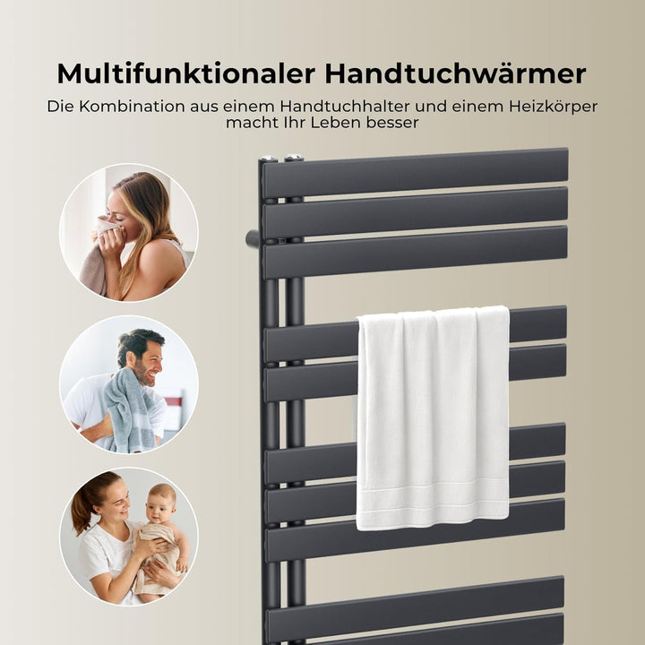 Heilmetz Badheizkörper Elektrisch 1176 x 600 mm,Flach Bad Heizkörper mit Digitalem Thermostat,Elektr
