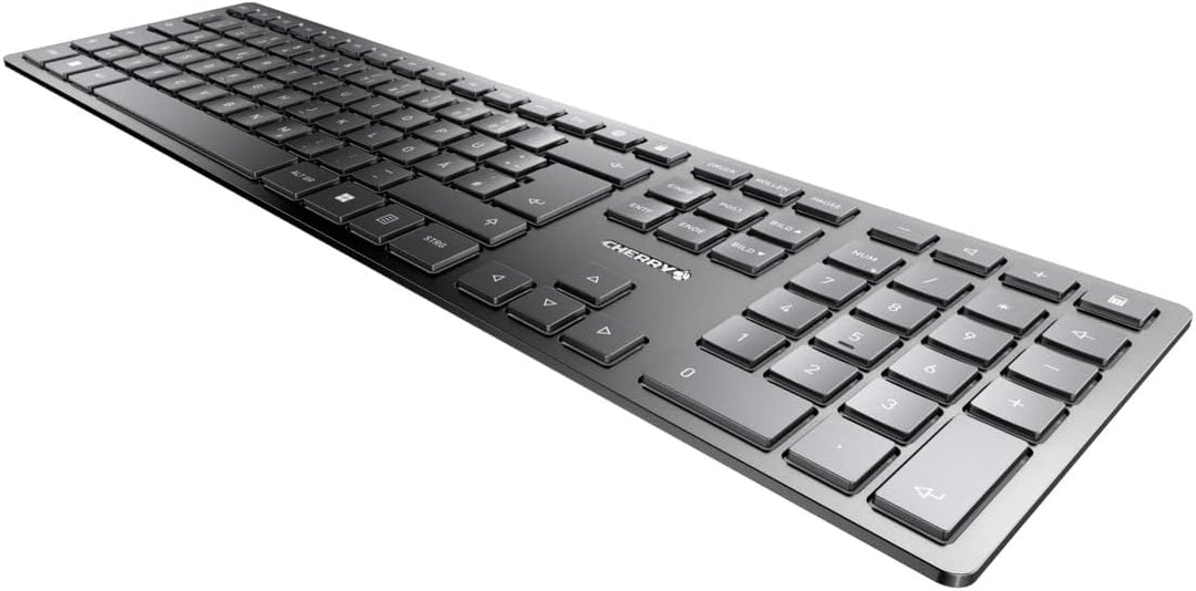 CHERRY KW 9100 Slim, kabellose Tastatur, Deutsches Layout,schwarz Silber & MW 9100, kabellose und wi