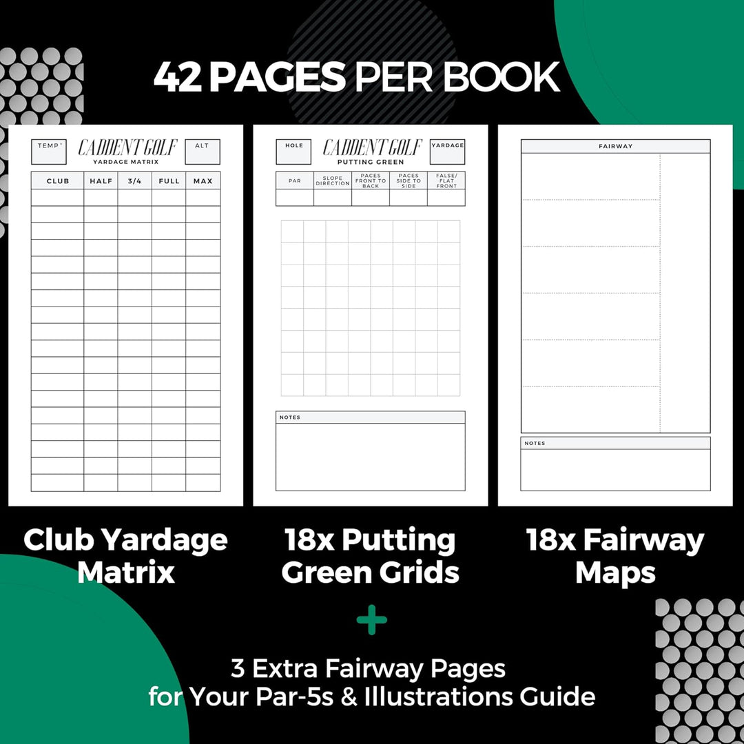 CADDENT Golf Yardage Book - Golf Journal & Log Book with Golf Club Yardage Chart - Golf Notebook Bac