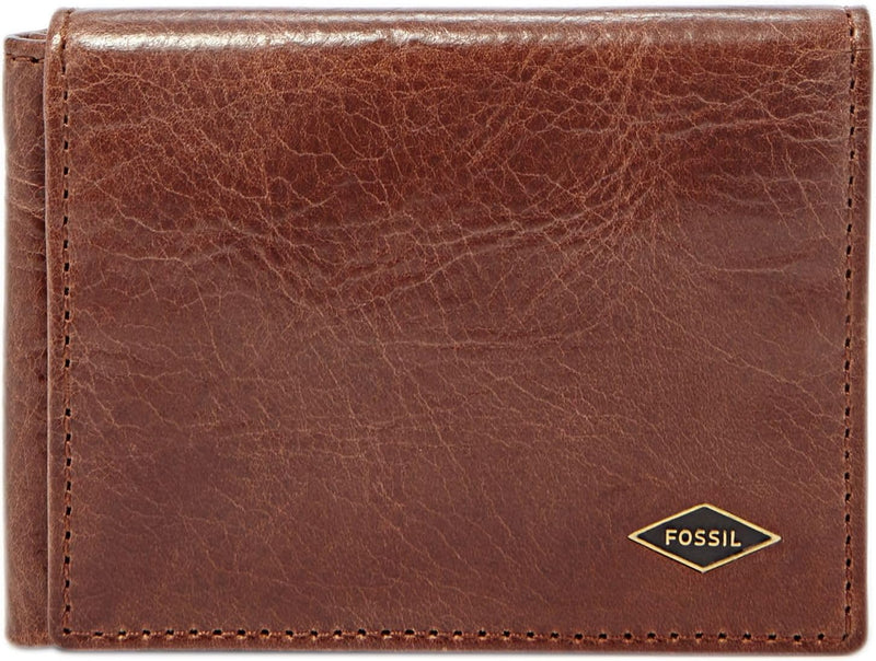 Fossil Herren Ryan Leather Trifold Geldbörse 10,16 cm L x 1,905 cm B x 8,255 cm H Dunkelbraun, Dunke