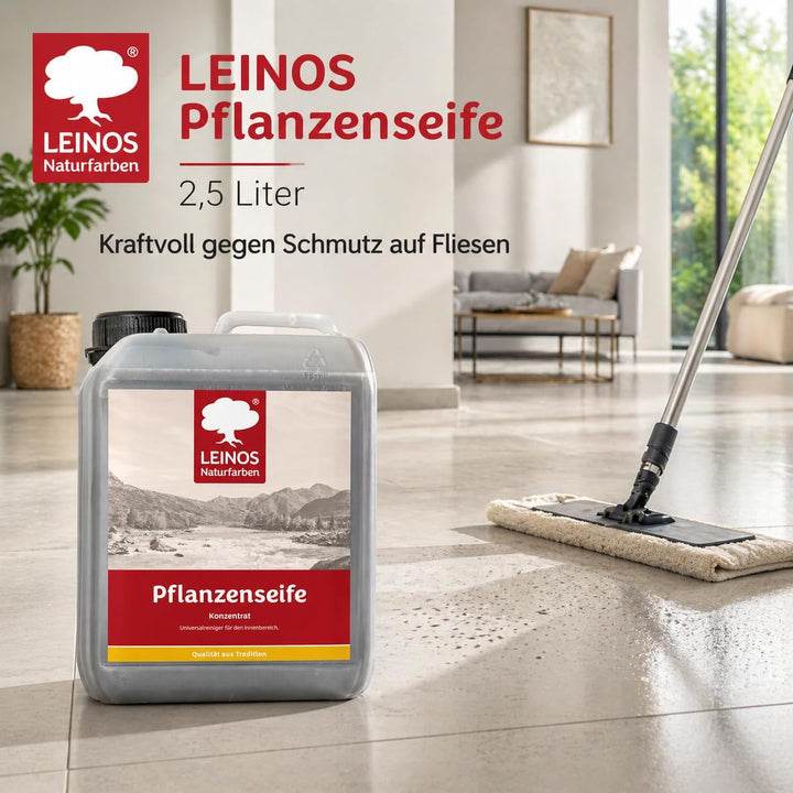 LEINOS Pflanzenseife 2,5 l – Rückfettender Universalreiniger für geölte, gewachste, lackierte Holzfl
