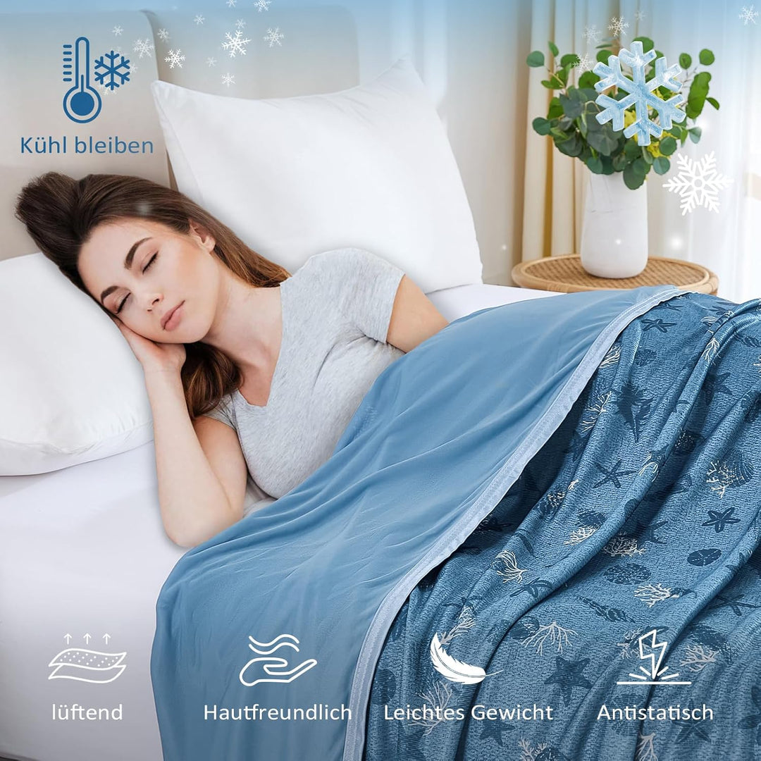 WONGS BEDDING Kühldecke Sommerdecke - mit Japanische Arc-Chill Q-Max 0,43 Kühlfasern, 2 in 1 Selbstk