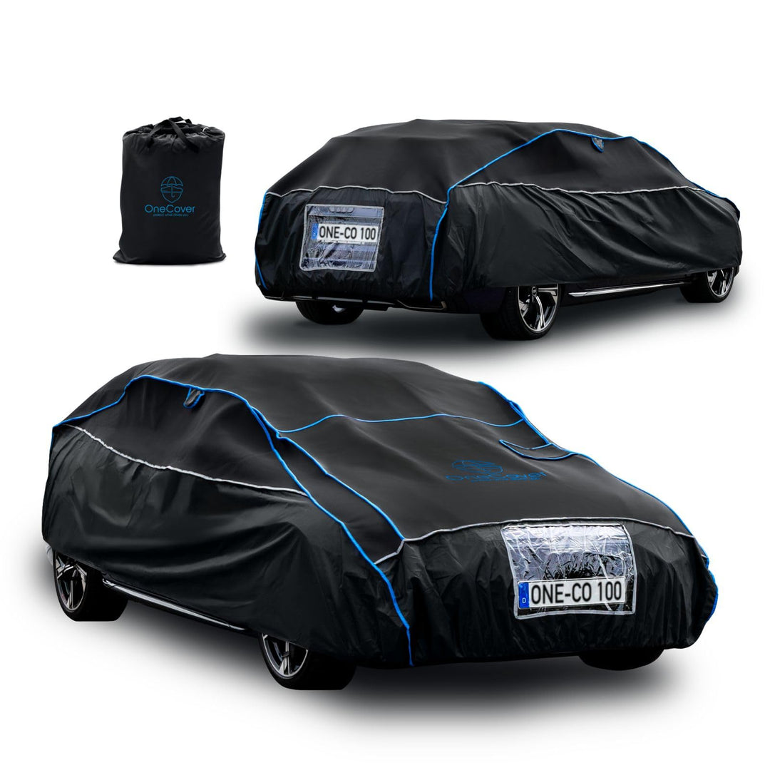 OneCover Premium Hagelschutz Auto Abdeckung – 4 mm Eva Polsterung, Ganzjahresschutz, Sturmfest, Refl