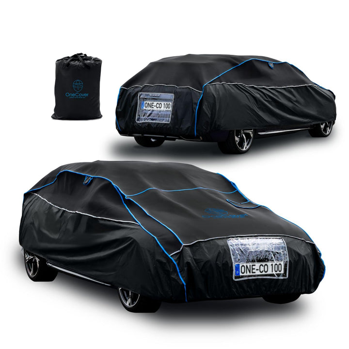 OneCover Premium Hagelschutz Auto Abdeckung – 4 mm Eva Polsterung, Ganzjahresschutz, Sturmfest, Refl