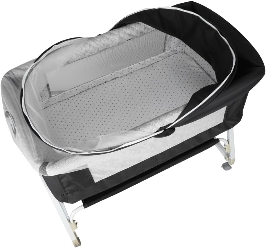 Babybett, 6-stufig Höhenverstellbar,Wiege mit Matratze und Moskitonetz, Mobile Babywiege für Neugebo