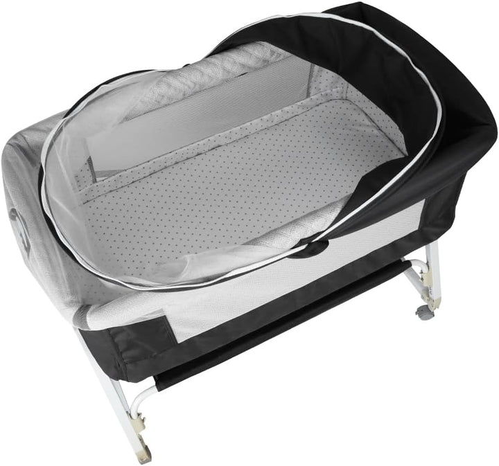 Babybett, 6-stufig Höhenverstellbar,Wiege mit Matratze und Moskitonetz, Mobile Babywiege für Neugebo