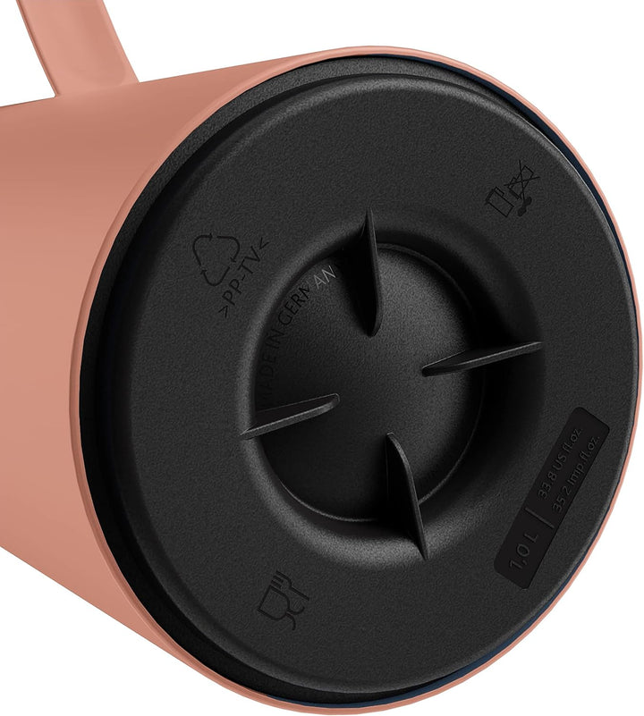 Emsa N41709 Motiva Isolierkanne | 1 Liter | Quick-Press-Verschluss | 12h heiss, 24h kalt | Glaskolbe