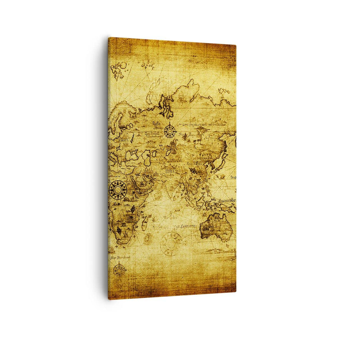 Bilder auf Leinwand 55x100cm Leinwandbild mit Rahmen Karte Welt Kontinente Gross Wanddeko Bild Schla