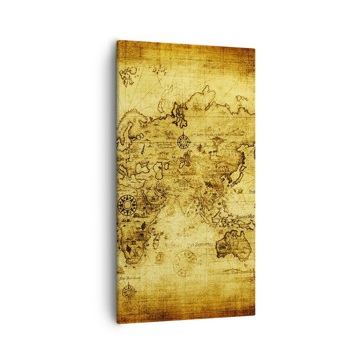 Bilder auf Leinwand 55x100cm Leinwandbild mit Rahmen Karte Welt Kontinente Gross Wanddeko Bild Schla