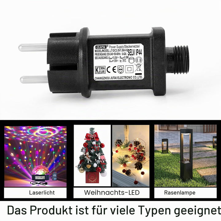 3,5 V 1,5 W LED-Transformator CZJUTAI IP44 Stromversorgung für Weihnachtsbeleuchtung mit Stecker – E